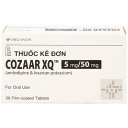 Thuốc Cozaar XQ 5/50mg Organon điều trị cao huyết áp vô căn (3 vỉ x 10 viên)