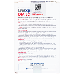 Bào tử lợi khuẩn Livespo DIA 30 hỗ trợ giảm các triệu chứng tiêu chảy cấp tính, rối loạn tiêu hoá (10 ống x 5ml)