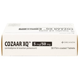 Thuốc Cozaar XQ 5/50mg Organon điều trị cao huyết áp vô căn (3 vỉ x 10 viên)