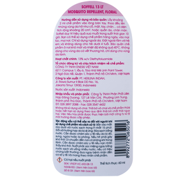 Kem xua muỗi Soffell hương hoa giúp chống muỗi trong suốt 10 giờ (60ml)