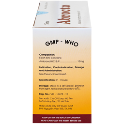 Siro Abrocto Dược Hà Tĩnh điều trị một số bệnh lý đường hô hấp (20 ống x 10ml)