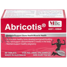 Thuốc Abricotis Probiotec hỗ trợ sức khỏe xương, cơ bắp, bổ sung canxi (6 vỉ x 10 viên)