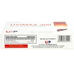 Thuốc Livimax 300 US Pharma điều trị xơ gan ứ mật nguyên phát (3 vỉ x 10 viên)