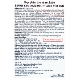 Siro Brauer Kids Liquid Multivitamin with Iron bổ sung vitamin và khoáng chất cho trẻ (200ml)