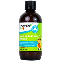 Siro Brauer Kids Liquid Multivitamin with Iron bổ sung vitamin và khoáng chất cho trẻ (200ml)