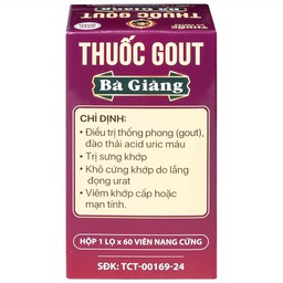 Thuốc Gout Bà Giằng điều trị gout, giảm acid uric, trị khớp do lắng đọng urat, viêm khớp (60 viên)
