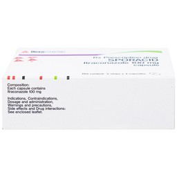 Thuốc Sporacid Itraconazole 100mg Dexa điều trị nấm candida âm hộ, âm đạo (3 vỉ x 4 viên)
