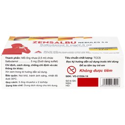 Thuốc Zensalbu 5mg CPC1HN kiểm soát co thắt phế quản mạn, điều trị hen nặng cấp tính (2 vỉ x 5 ống)