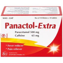 Viên nén Panactol Extra Khapharco hạ sốt, giảm đau (10 vỉ x 10 viên)