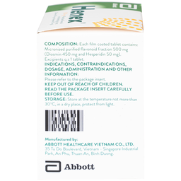 Thuốc Henex 500mg Abbott điều trị suy tĩnh mạch - mạch bạch huyết, cơn trĩ cấp (10 vỉ x 10 viên)