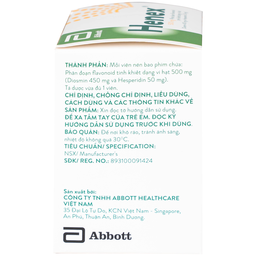 Thuốc Henex 500mg Abbott điều trị suy tĩnh mạch - mạch bạch huyết, cơn trĩ cấp (10 vỉ x 10 viên)