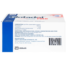 Thuốc Glotadol Cold Glomed hỗ trợ giảm đau, hạ sốt (10 vỉ x 10 viên)