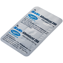 Thuốc SaVi Albendazol 200 điều trị nhiễm ấu trùng sán lợn có tổn thương não (1 vỉ x 2 viên)
