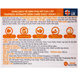 Dung dịch vệ sinh phụ nữ Femfresh Intima Skin Care Daily Wash giúp làm sạch khử khuẩn hàng ngày (250ml)