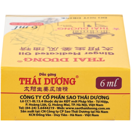 Dầu gừng Thái Dương điều trị đau đầu, đau lưng, đau dây thần kinh vai gáy (6ml)