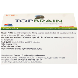 Thuốc Topbrain Reliv điều trị suy nhược thần kinh, giúp tăng tuần hoàn não, tăng cường trí nhớ (6 vỉ x 10 viên)