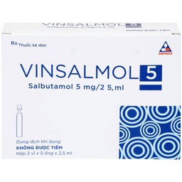 Dung dịch khí dung Vinsalmol 5mg/2.5ml Vinphaco trị triệu chứng hen cấp tính, đợt kịch phát hen (2 vỉ x 5 ống)