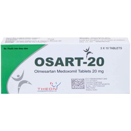 Viên nén Osart-20 Theon Pharma điều trị tăng huyết áp, xơ vữa động mạch (3 vỉ x 10 viên)