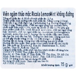 Kẹo Ngậm Ho Không Đường Chanh Bạc Hà Ricola Lemon Mint (17.5g)