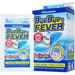 Miếng dán hạ sốt Bye Bye Fever For Children Hisamitsu (8 gói x 2 miếng) dùng cho trẻ trên 2 tuổi