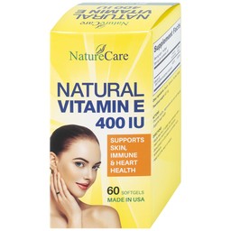 Viên uống giúp làm đẹp da, cải thiện sức khỏe da Natural Vitamin E 400 IU NatureCare (60 viên)