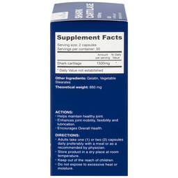 Viên uống hỗ trợ bôi trơn khớp, duy trì sức khỏe của khớp Shark Cartilage NatureCare (60 viên)