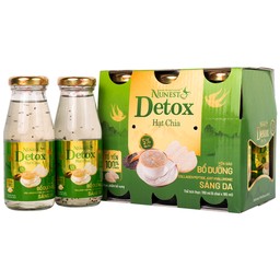 Nước Yến Sào Cao Cấp Nunest Detox Hạt Chia 5% Yến (6 chai x 185ml)