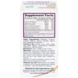 Viên uống Mega-Cal 1000 Vitamins For Life giúp bổ sung canxi, chống loãng xương (60 viên)