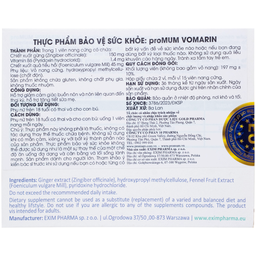 Viên uống proMUM Vomarin hỗ trợ giảm buồn nôn cho phụ nữ mang thai, tăng tiết sữa mẹ (2 vỉ x 15 viên)