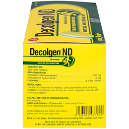 Thuốc Decolgen ND 500mg United giảm các triệu chứng cảm lạnh, cúm, sốt, đau họng, nghẹt mũi (30 vỉ x 4 viên)