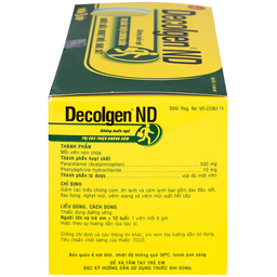 Thuốc Decolgen ND 500mg United giảm các triệu chứng cảm lạnh, cúm, sốt, đau họng, nghẹt mũi (30 vỉ x 4 viên)