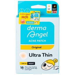Miếng dán mụn ban ngày và đêm Derma Angel (12Đ + 6N miếng) hút mụn, làm lành vết thương sau mụn 