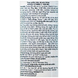 Viên sủi giúp bổ sung vitamin C cho cơ thể Kudos Vitamin C 1000mg hương chanh (20 viên)