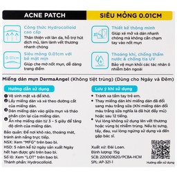 Miếng dán mụn ban ngày và đêm Derma Angel (12Đ + 6N miếng) hút mụn, làm lành vết thương sau mụn 