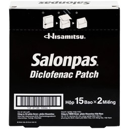 Cao dán Salonpas Diclofenac Patch Hisamitsu giảm đau, kháng viêm đau cơ, đau vai (15 gói x 2 miếng)