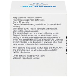 Thuốc Singulair 4mg Organon phòng và điều trị hen phế quản mạn tính (28 gói)