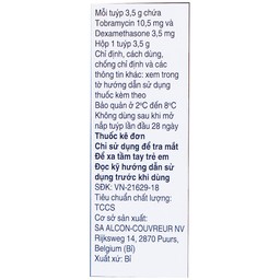 Thuốc mỡ tra mắt TobraDex Alcon điều trị viêm và nhiễm khuẩn (3,5g)