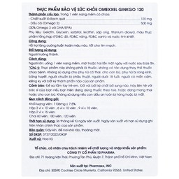 Viên uống hỗ trợ tăng tuần hoàn não, tốt cho tim mạch Omexxel Ginkgo 120 (60 viên)