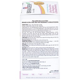 Viên uống hỗ trợ tăng cường sức khoẻ phụ nữ mang thai và cho con bú Brauer Ultra Pure DHA For Pregnancy & Breastfeeding (60 viên)