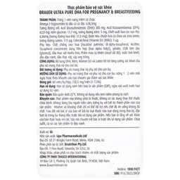 Viên uống hỗ trợ tăng cường sức khoẻ phụ nữ mang thai và cho con bú Brauer Ultra Pure DHA For Pregnancy & Breastfeeding (60 viên)