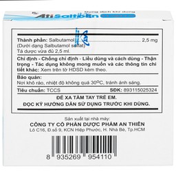 Dung dịch khí dung AtiSaltolin 2,5mg/2,5ml An Thiên điều trị chứng co thắt phế quản (5 ống)