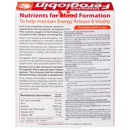 Viên uống Feroglobin B12 Vitabiotics hỗ trợ tăng khả năng tạo máu, tăng cường sức khỏe (30 viên)