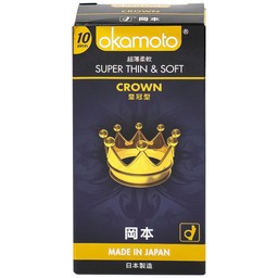 Bao cao su Okamoto Crown kích cỡ nhỏ, siêu mỏng, mềm mại dùng để phòng tránh thai và ngăn ngừa HIV (10 cái)