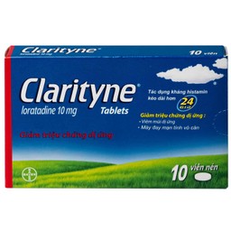 Thuốc Clarityne 10mg Bayer giảm các triệu chứng do viêm mũi dị ứng và mày đay mạn tính vô căn (1 vỉ x 10 viên)