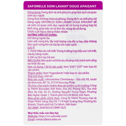 Dung dịch vệ sinh phụ nữ Saforelle Gentle Soothing Cleansing Care làm sạch dịu nhẹ, bảo vệ vùng kín (250ml)
