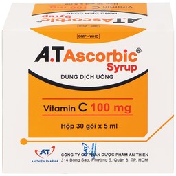Dung dịch uống A.T Ascorbic Syrup 100mg bổ sung vitamin C, điều trị bệnh scorbut (30 gói x 5ml)