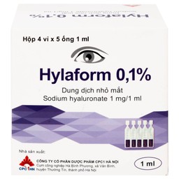 Thuốc nhỏ mắt Hylaform 0,1% CPC1HN điều trị triệu chứng khô mắt, rối loạn biểu mô giác mạc (4 vỉ x 5 ống)