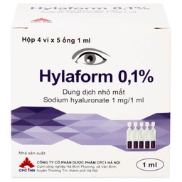 Thuốc nhỏ mắt Hylaform 0,1% CPC1HN điều trị triệu chứng khô mắt, rối loạn biểu mô giác mạc (4 vỉ x 5 ống)