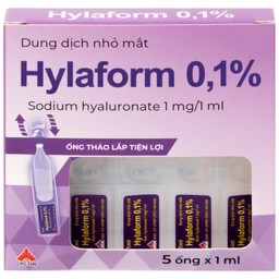 Thuốc nhỏ mắt Hylaform 0,1% CPC1HN điều trị triệu chứng khô mắt, rối loạn biểu mô giác mạc (4 vỉ x 5 ống)