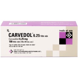 Thuốc Carvedol 6.25 United điều trị tăng huyết áp, bệnh mạch vành (10 vỉ x 10 viên)